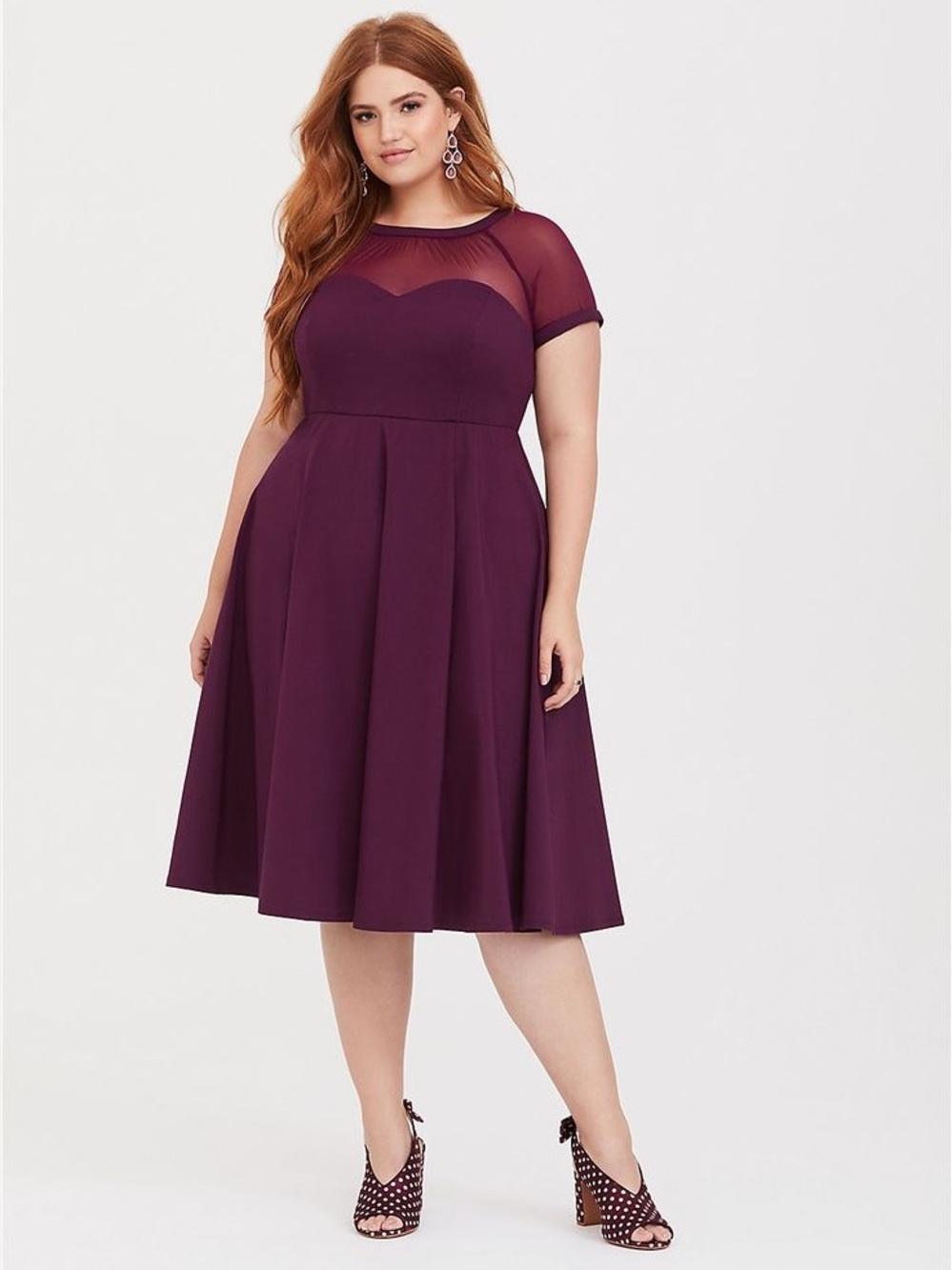 Torrid Burgundy Mesh Midi Dress NWT